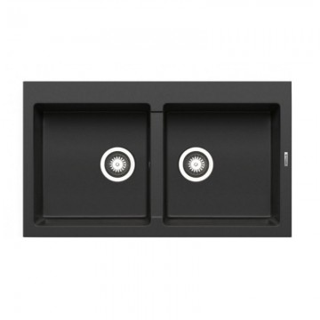 Pyramis 070071311 Athlos 2B Ένθετος Νεροχύτης από Συνθετικό Γρανίτη Μ86xΠ50cm Graphite Carbon